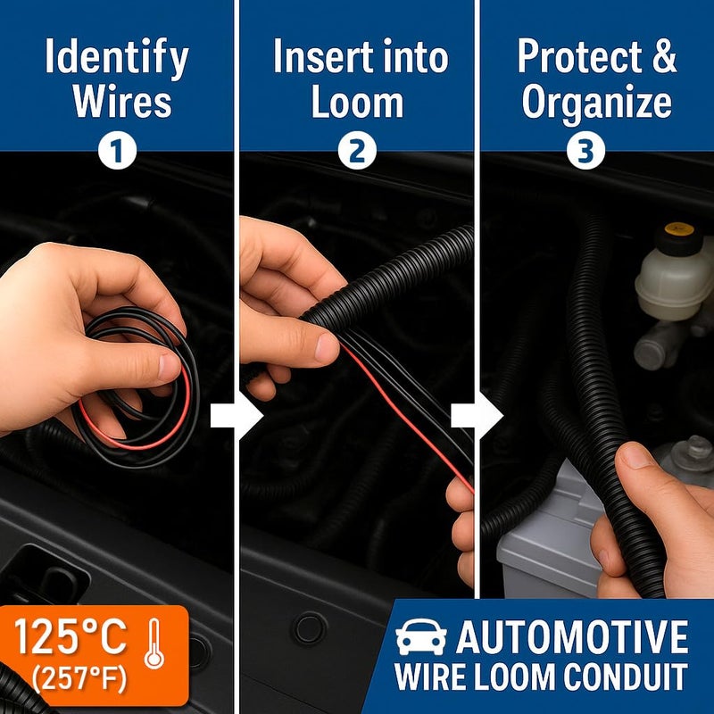MGI SpeedWare Corrugated Non-Split Conduit, Black Wire Tubing for High-Temperature Automotive Harness and Indoor Outdoor Wire Management - 25ft Length (Inner Diameter 3/4") - Image 4